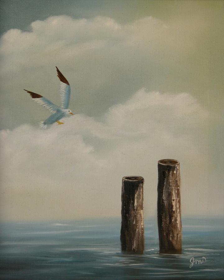 Seagull Landing Painting by Joni McPherson