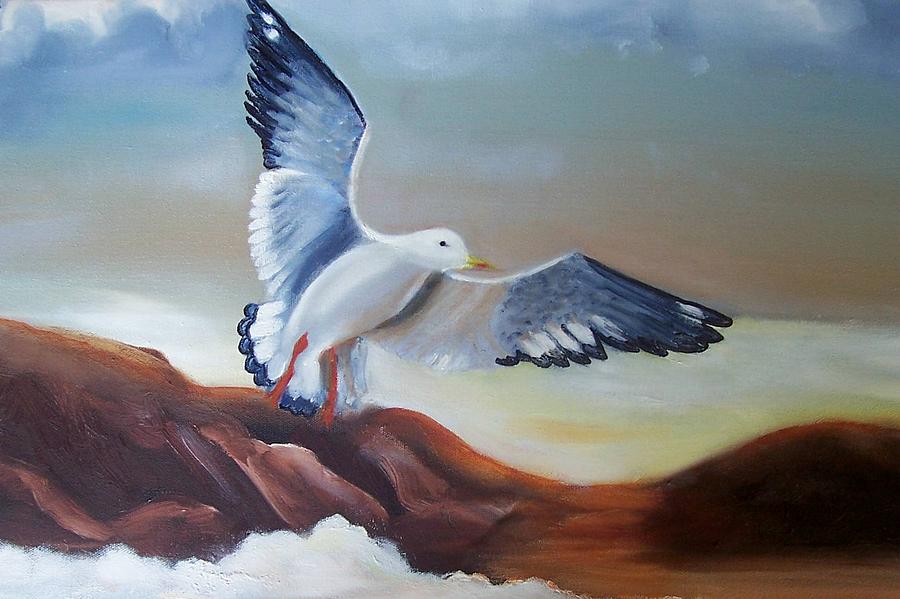 Birds Painting - Seagull Landing by Martha Mullins Birds Painting - Seagull Landing by Martha Mullins