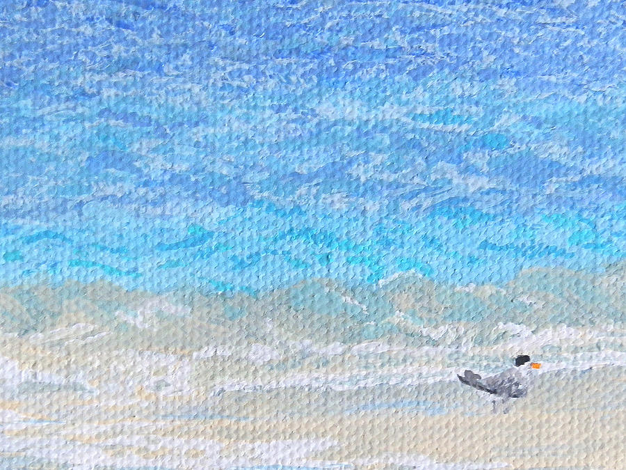 Seagull on the beach Painting by Margaret Brooks