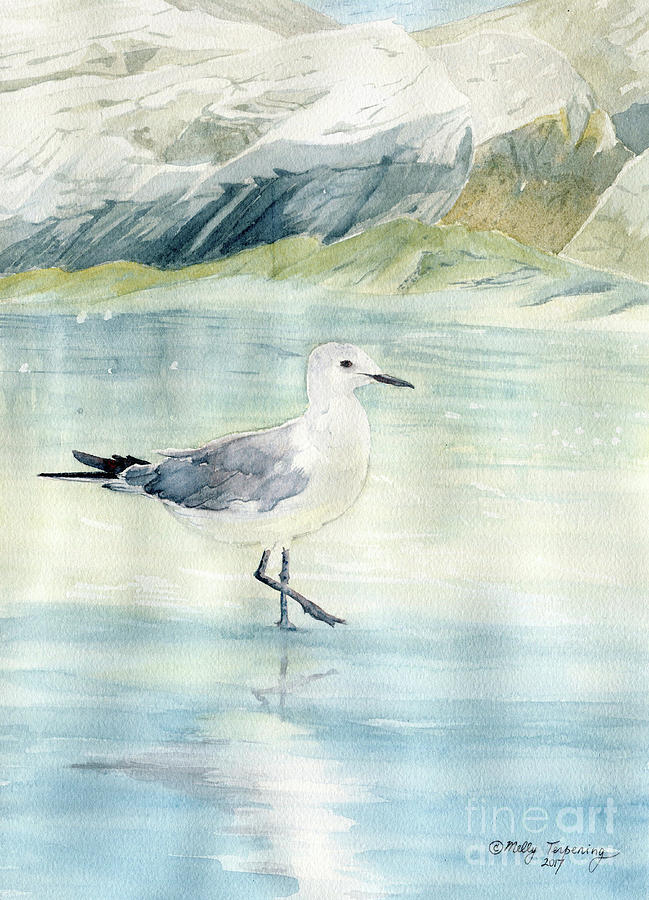 Seagull On The Beach Painting by Melly Terpening
