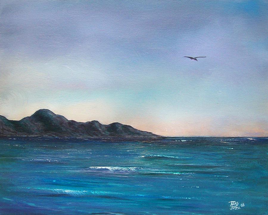 Seagull Seascape Painting by Tony Rodriguez