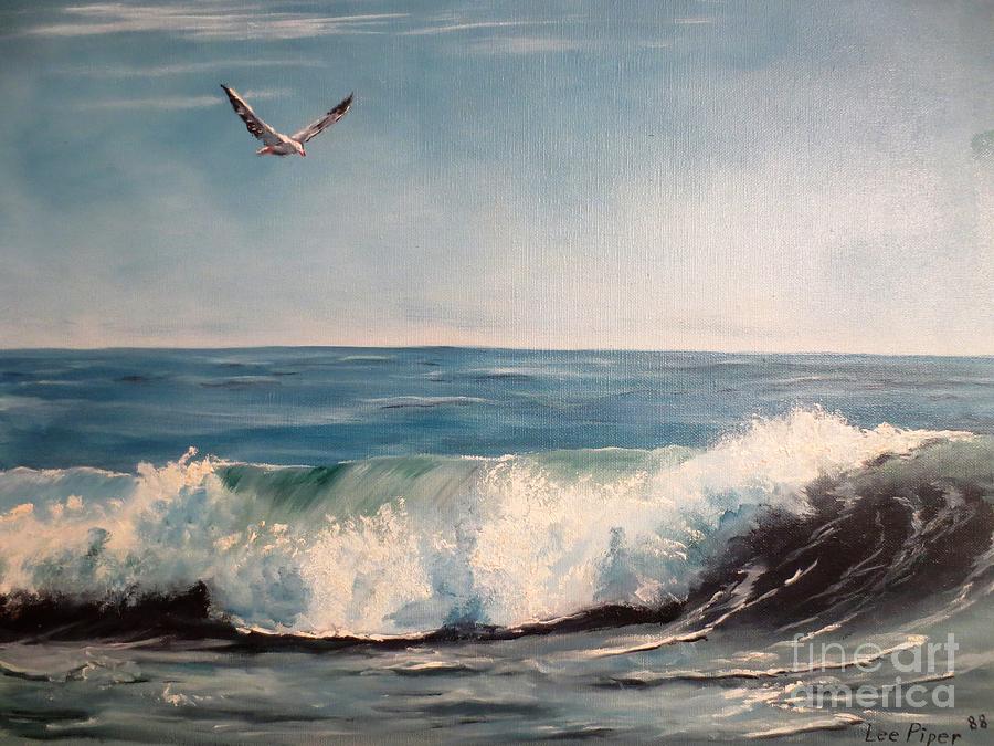 Seagull Painting - Seagull with Wave  by Lee Piper
