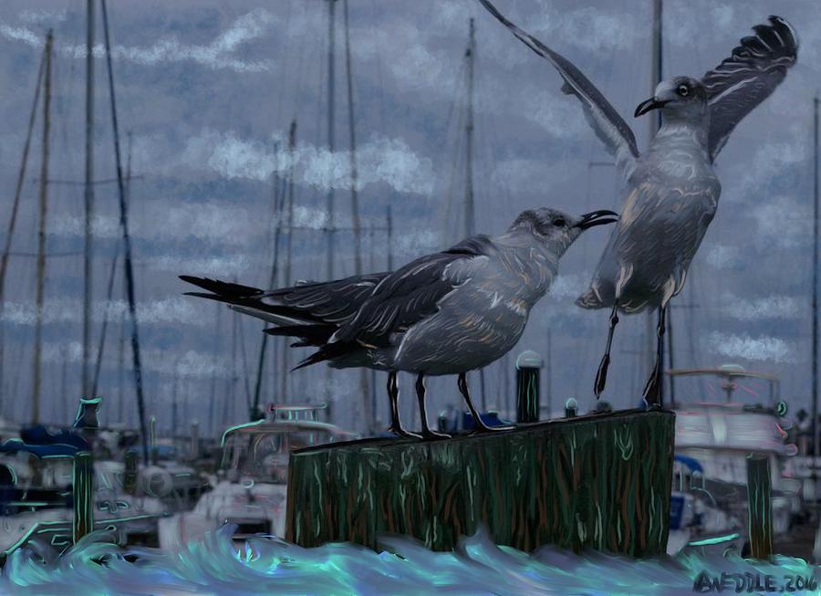 Seagulls Painting by Angela Weddle