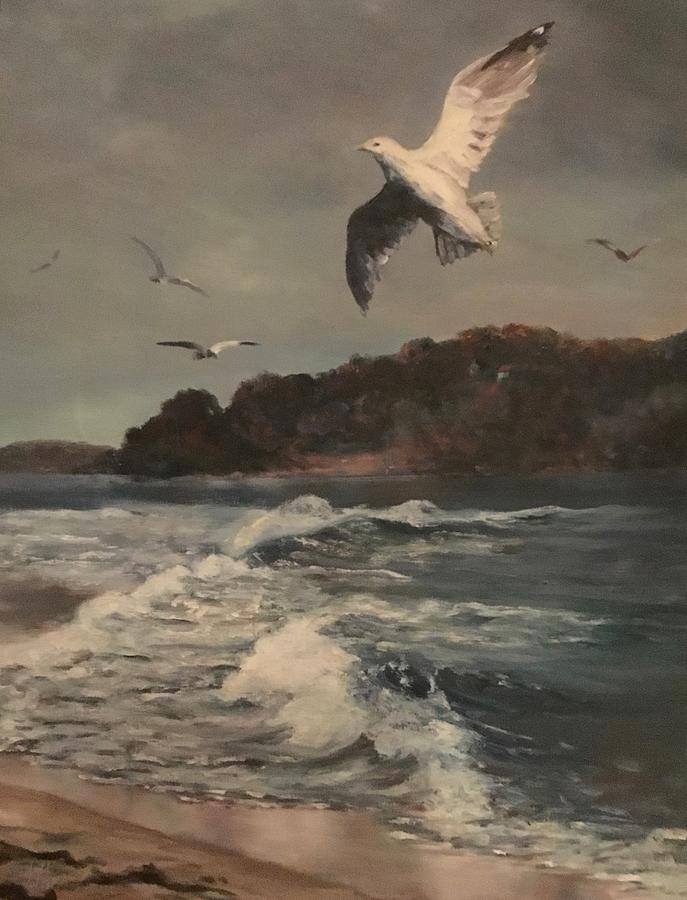 Seagulls Painting by Betsy Cullen