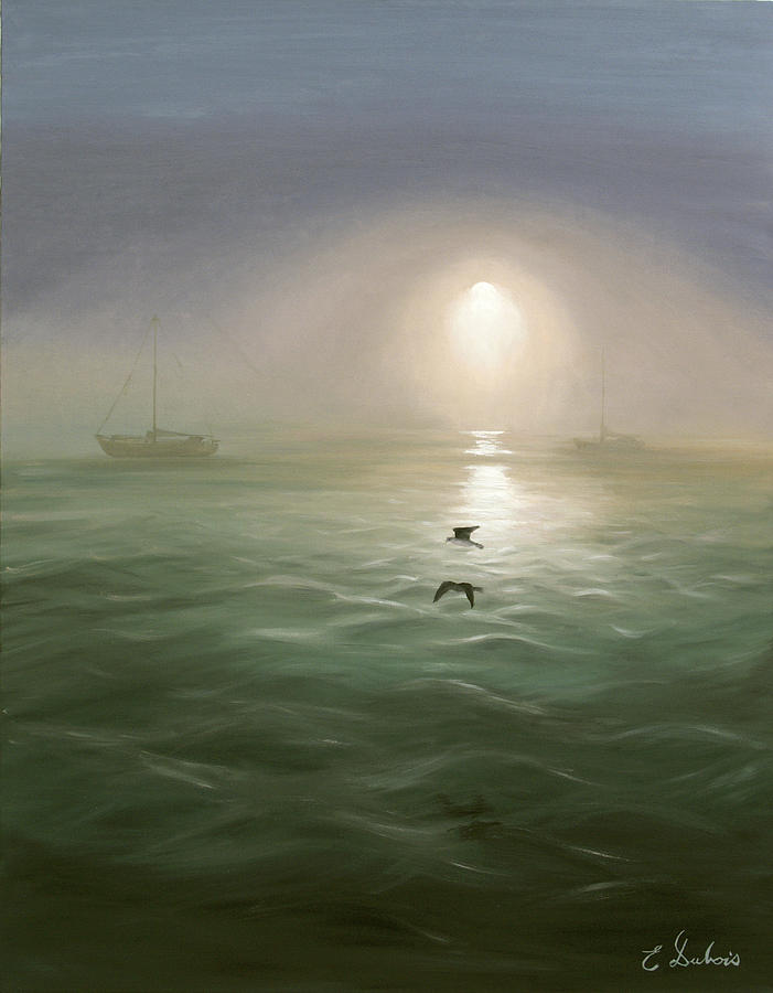 Bird Painting - Seagulls in the mist by Elisabeth Dubois