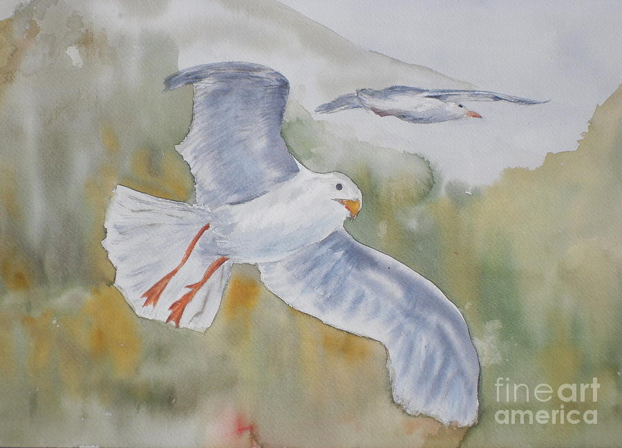 Seagulls Over Glacier Bay Painting by Vicki  Housel