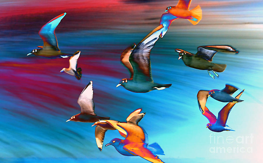 Seagull Painting - Seagulls by Jacky Gerritsen