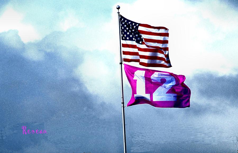 SEAHAWKS 12th MAN - AMERICAN FLAGS Photograph by A L Sadie Reneau