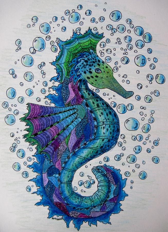 Seahorse 6 Drawing by Megan Walsh