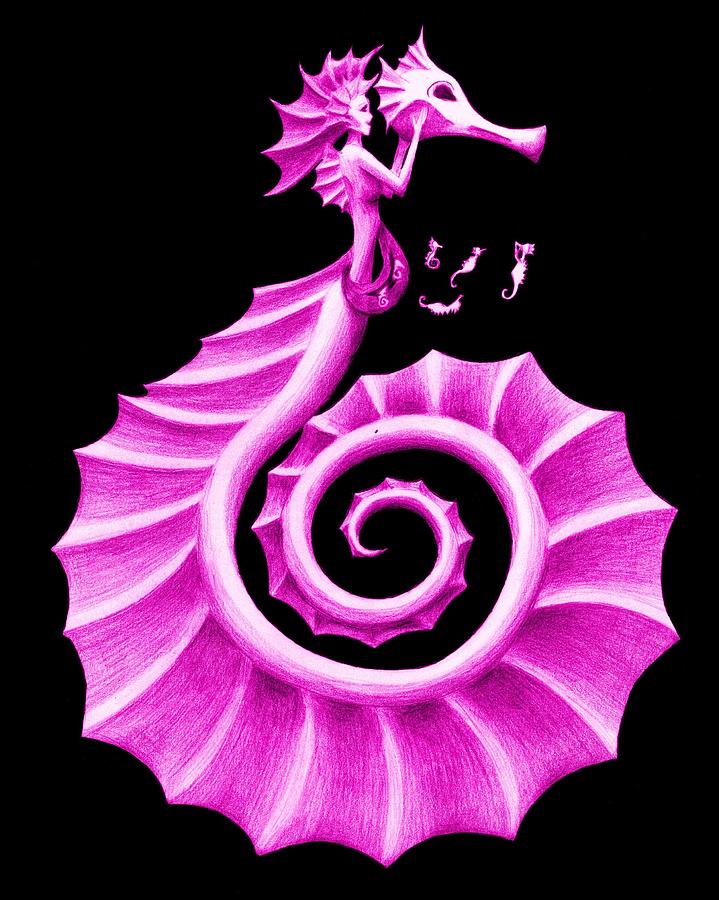 Seahorse Painting - Seahorse Amy Purple by Sarah Krafft