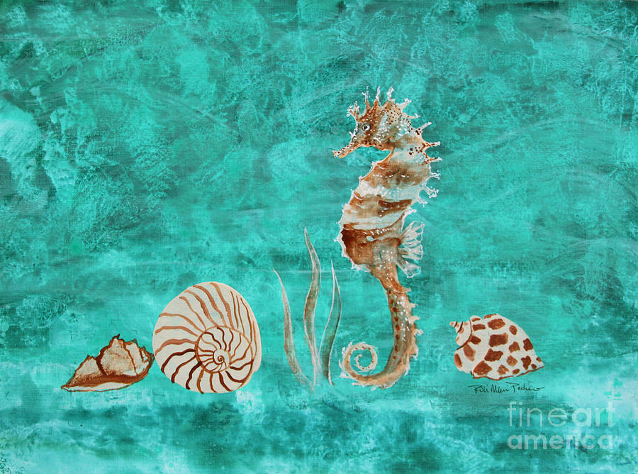 Seahorse and Shells Painting by Robin Pedrero