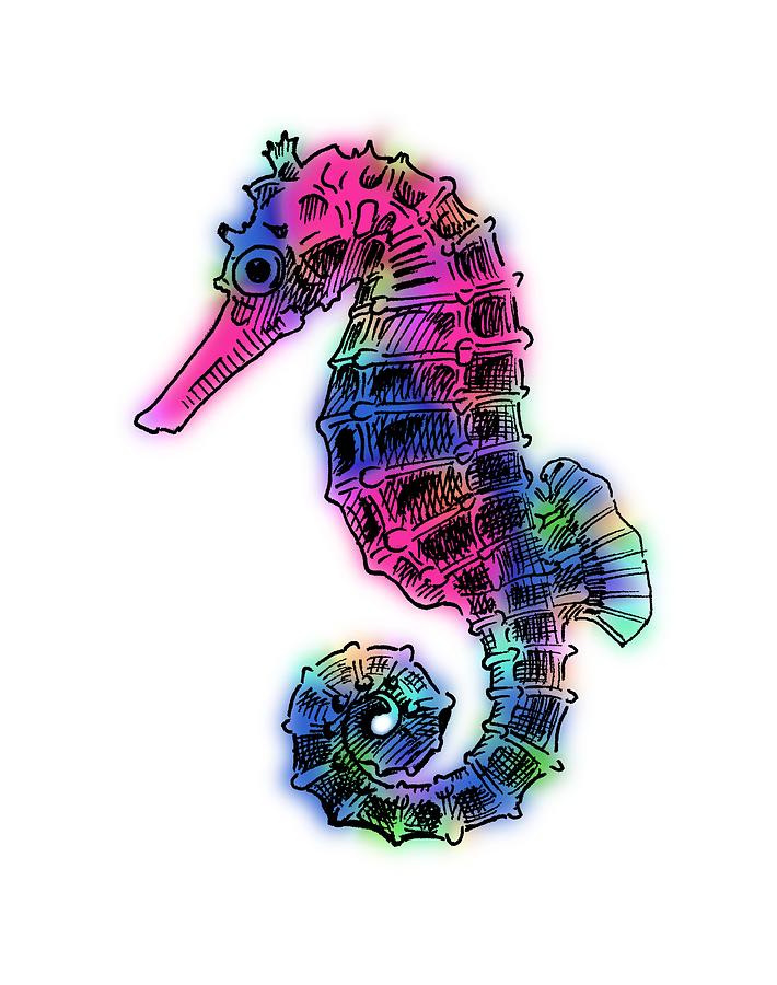 Seahorse Colorful Digital Art by Masha Batkova