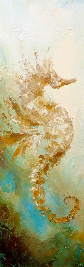 Seahorse Couple, left side Painting by Dina Dargo