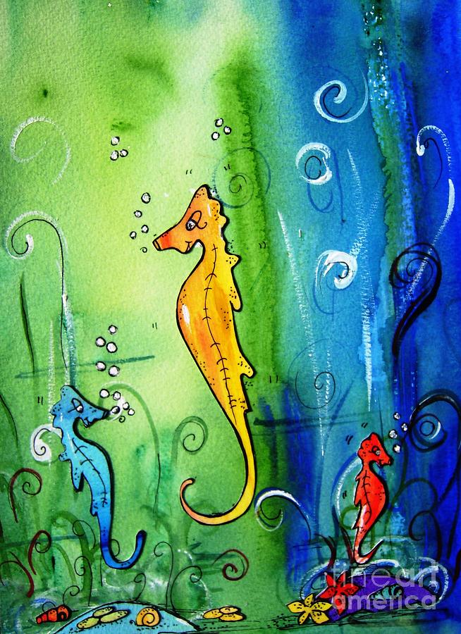 Seahorse Painting by Mary Cahalan Lee - aka PIXI