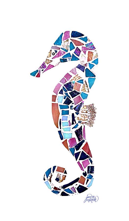 Seahorse Mosaic cut out Glass Art by Jan Marvin