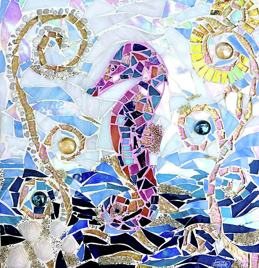 Seahorse Mosaic Glass Art by Jan Marvin