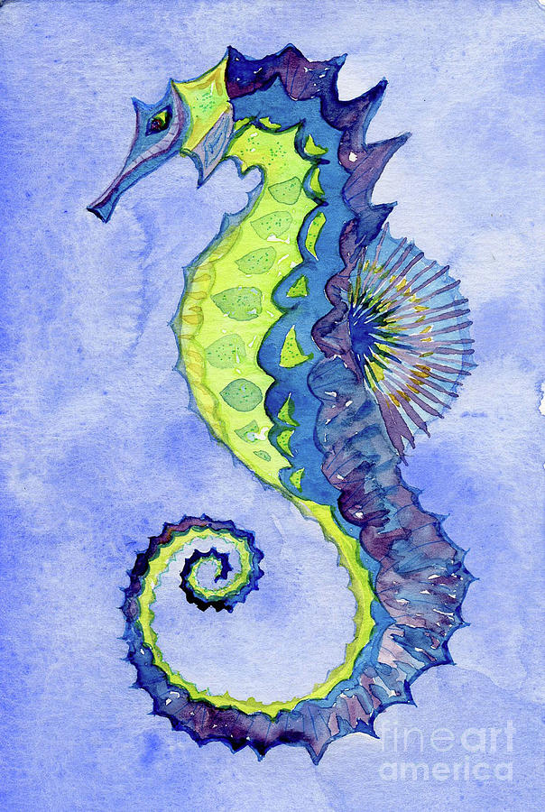 Seahorse Noveau Painting by Anne Marie Brown