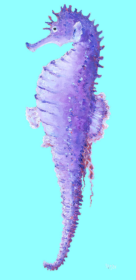 Seahorse Painting - Seahorse Painting on Blue background by Jan Matson