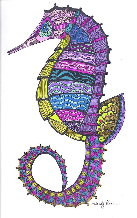 Seahorse Drawing - Seahorse by Wendy Chase