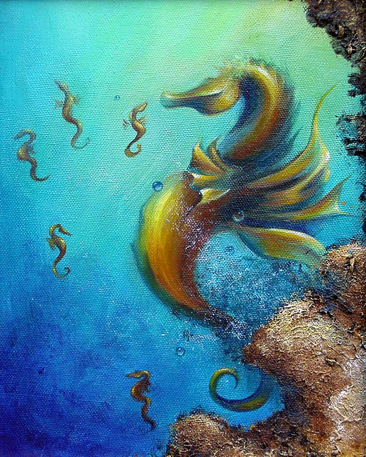Seahorse with Babies Painting by Dina Dargo