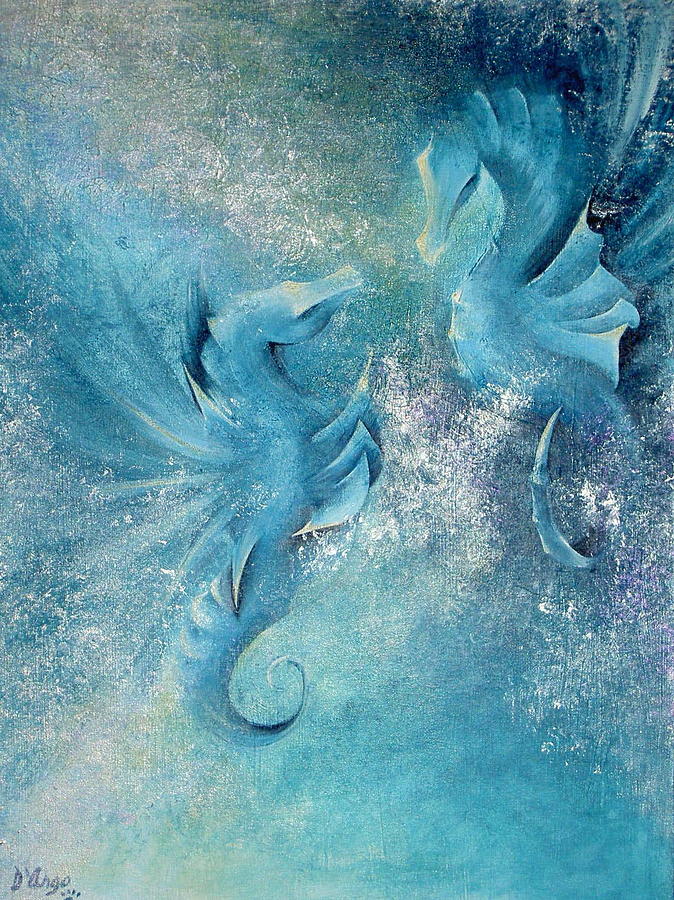 Seahorses in Love 1 Painting by Dina Dargo