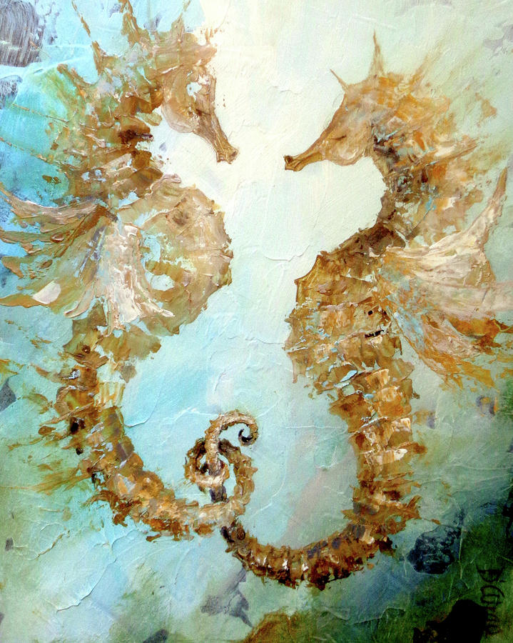 Seahorses In Love 2017 Painting by Dina Dargo