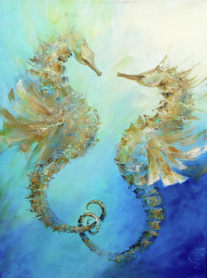 Seahorse Painting - Seahorses In Love 2018 by Dina Dargo