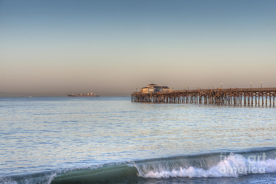 Los Angeles Photograph - Seal Beach CA Pier Waves 2 by David Zanzinger