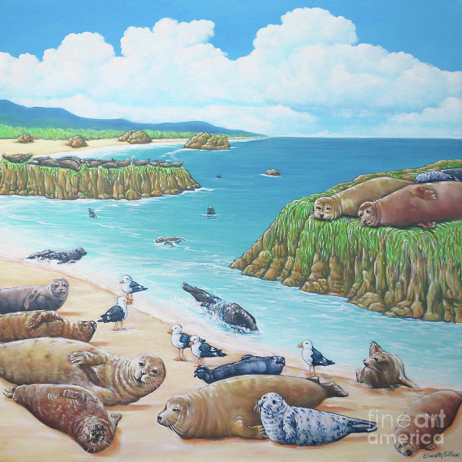 Beach Bums Painting by Elisabeth Sullivan