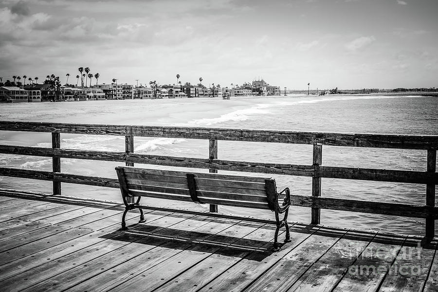 Seal Beach Pier Black and White Photo Photograph by Paul Velgos