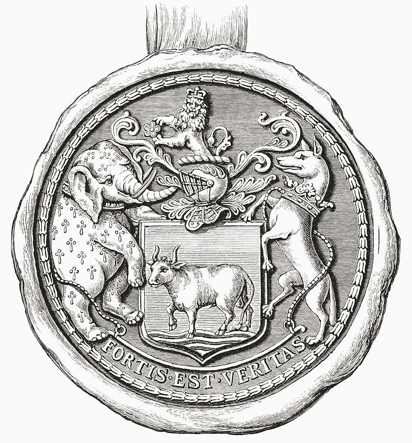 Seal Of Oxford City, England. From The Drawing by Vintage Design Pics ...