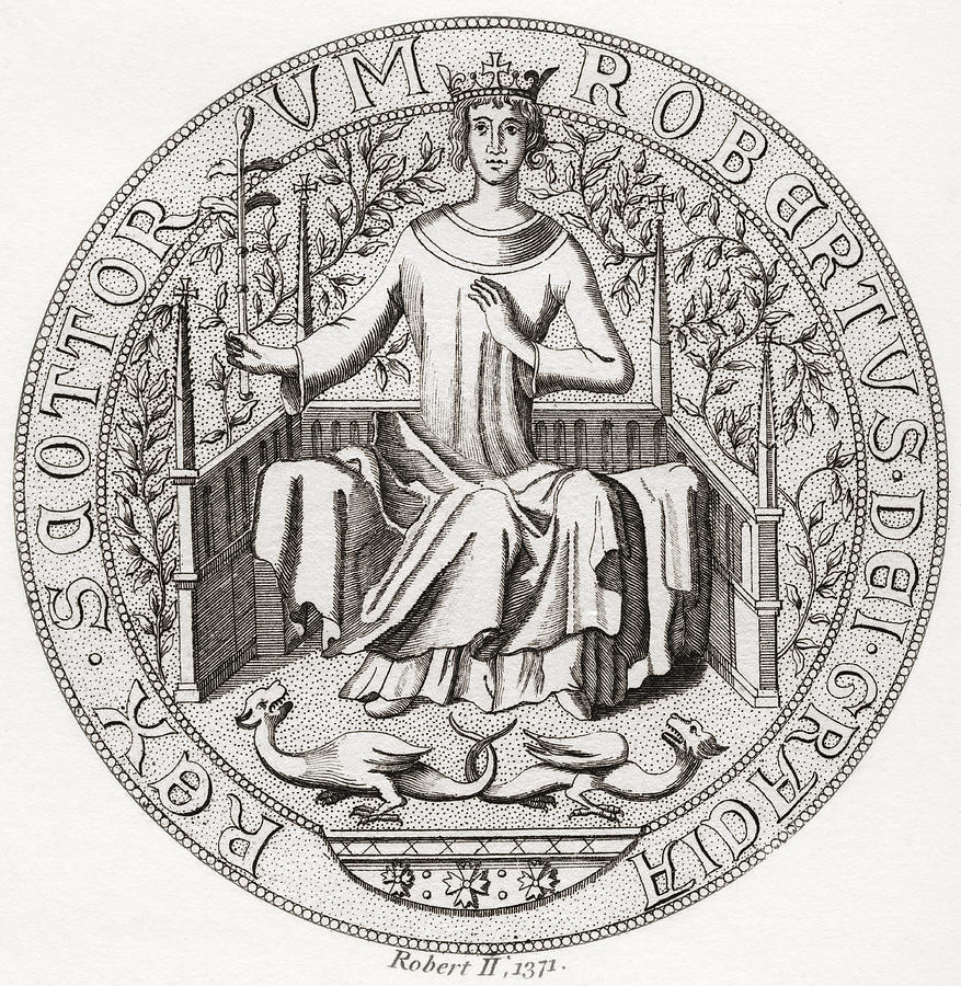 Portrait Drawing - Seal Of Robert II, Aka The Steward, 1316 by Vintage Design Pics