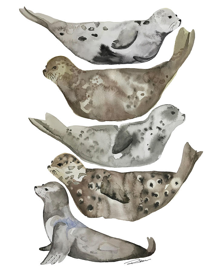 Seals Painting - Seals of La Jolla by Roleen Senic