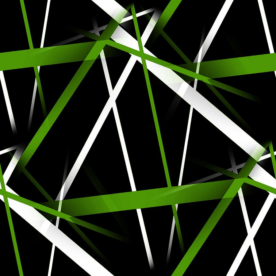Seamless Abstract Green and White Lines On Black Pattern Digital Art by Taiche Acrylic Art