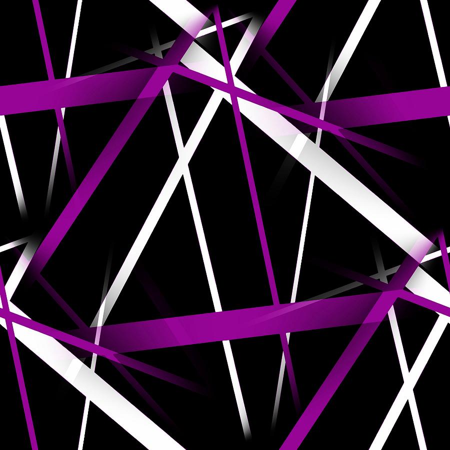 Seamless Abstract Purple and White Lines On Black Pattern Digital Art by Taiche Acrylic Art