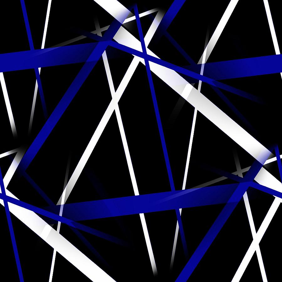 Seamless Abstract Royal Blue and White Lines On Black Pattern Digital Art by Taiche Acrylic Art