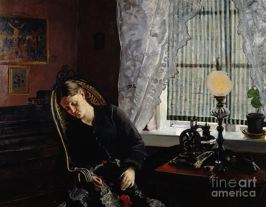 Seamstress Painting by Christian Krohg