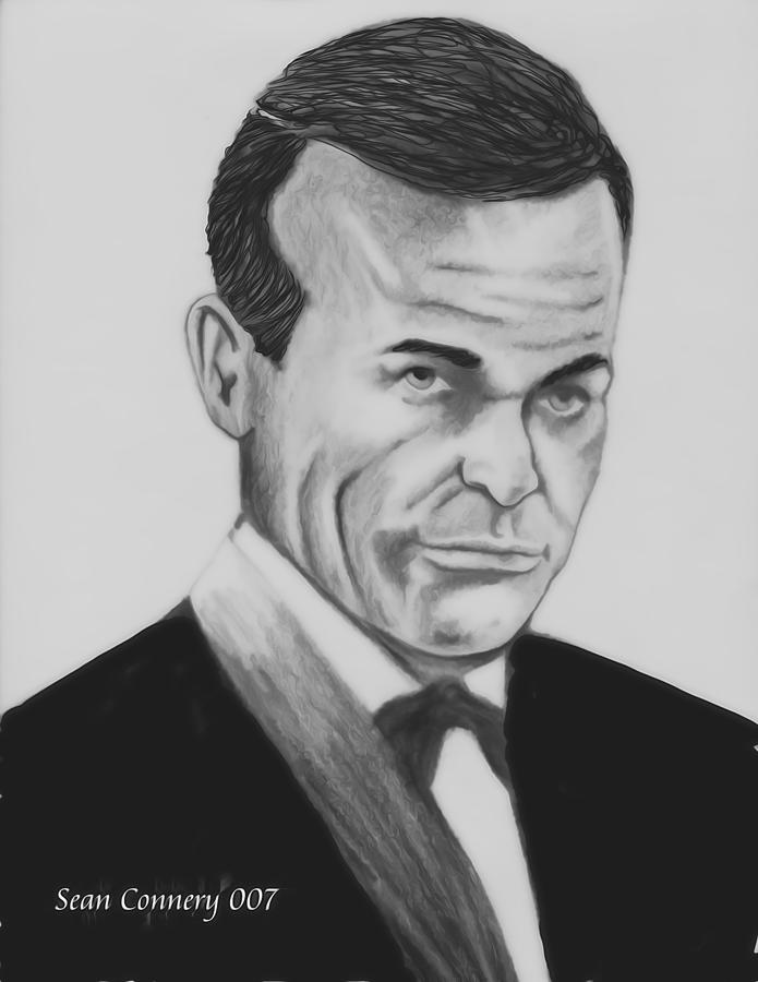Sean Connery Pencil Drawing Digital Art Photograph