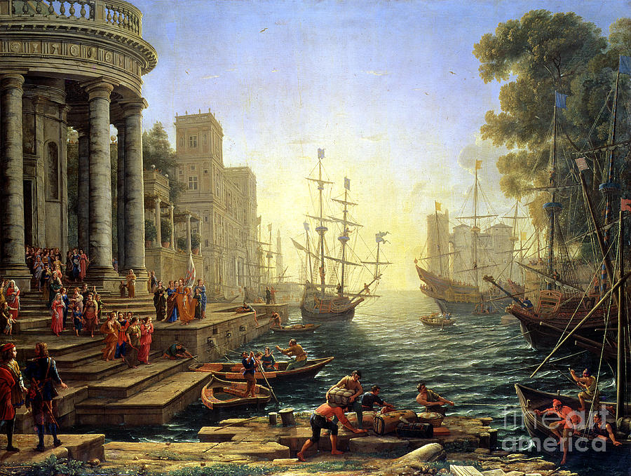 Claude Lorrain Painting - Seaport with the Embarkation of Saint Ursula  by Claude Lorrain