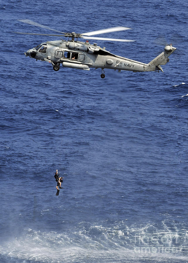 Transportation Photograph - Search And Rescue Swimmers by Stocktrek Images