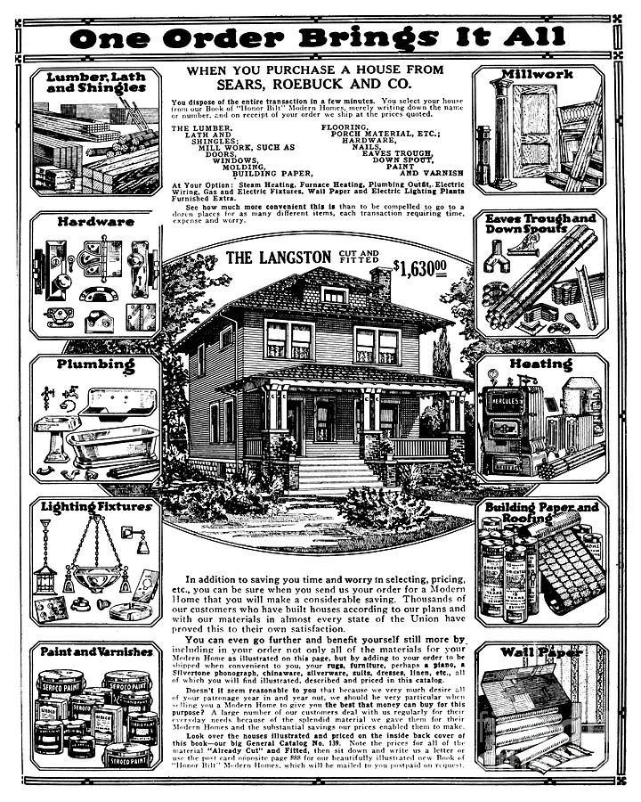 Sears House Ad, 1919 Drawing by Granger