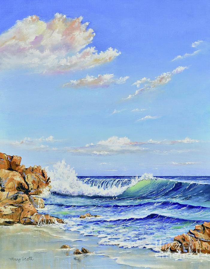 Seascape Beach Painting by Mary Scott