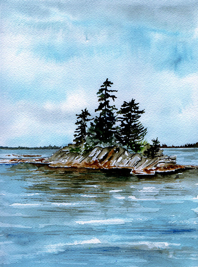 Tree Painting - Seascape Casco Bay Maine by Brenda Owen