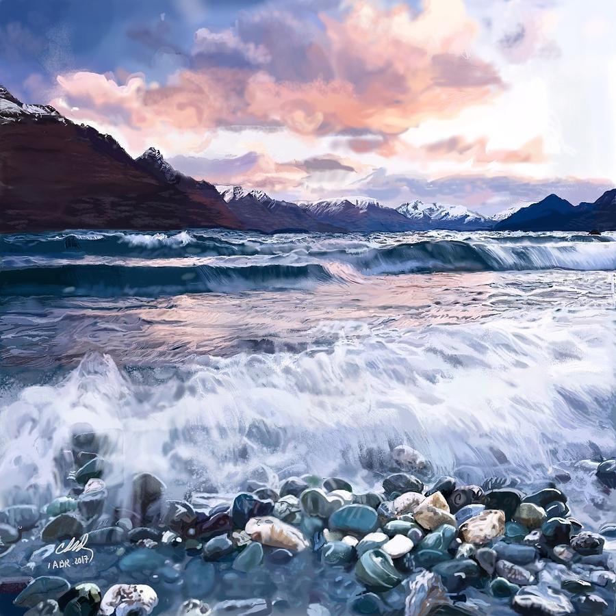 Sunset Digital Art - Seascape by Celeste Anleu