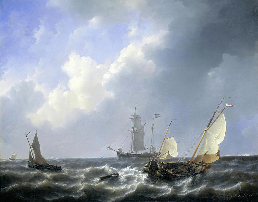 Seascape from the Zeeland Waters Painting by Petrus Johannes Schotel