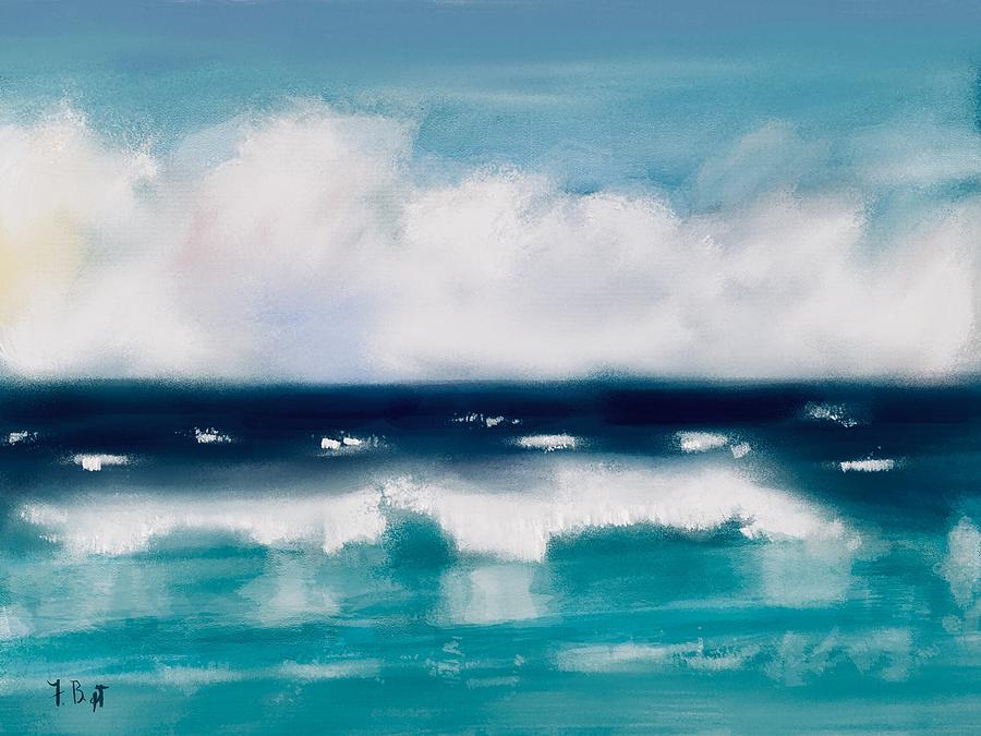 Ocean Digital Art - Seascape In Summer by Frank Bright
