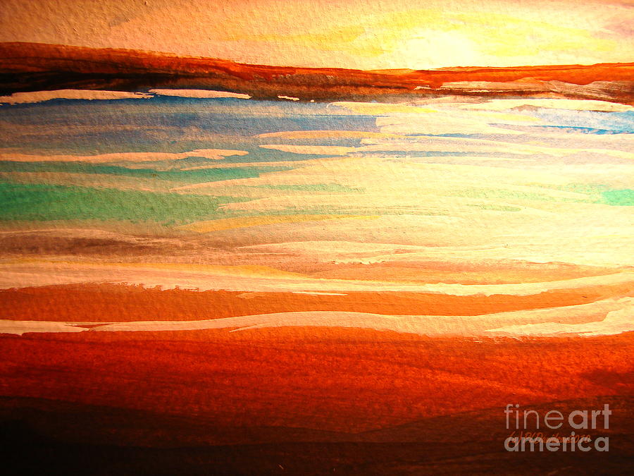 Sunset Painting - Seascape Sunset by Pat Davidson