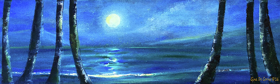 Seascape with a Moon Painting by Gina De Gorna