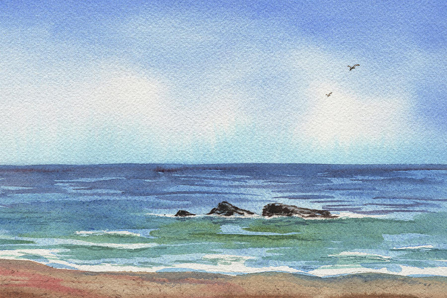Summer Painting - Seascape With Three Rocks by Irina Sztukowski