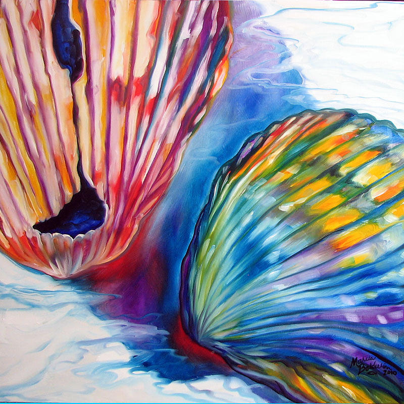 Shell Painting - Seashell Abstract II by Marcia Baldwin